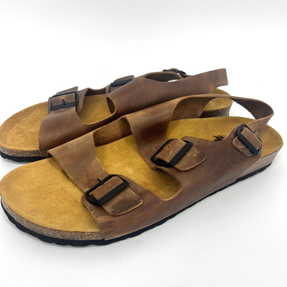 Plakton Made in Spain Mens Sandals Triple Buckle Heel Strap Euro Size 46